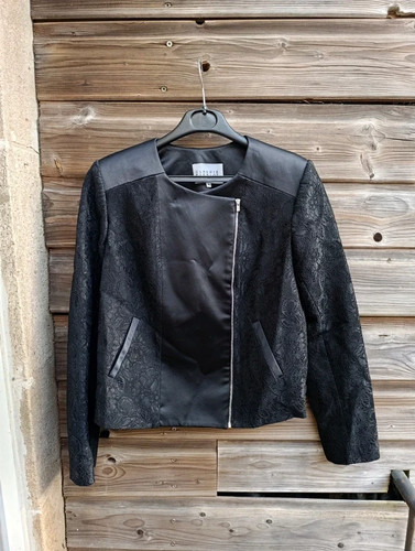 Veste noire matière - veste, bi-matière