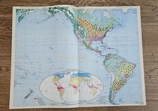 Carte Amériques 1950 Atlas Carte Agricole Larousse 63x49 Cm