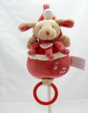 Doudou et Compagnie boite à musique velours chien rose et beige 20cm