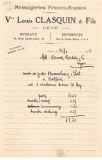 Facture.AM20463.Lyon.1923.Vve Louis Clasquin & fils.Messageries Franco-Russes