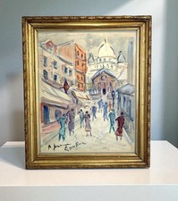 ROLAND DUBUC ( PEINTRE DE MONTMARTRE ) GOUACHE PAPIER " LE SACRÉ CŒUR A PARIS "