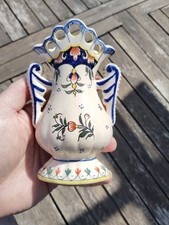 Petit Vase En Faïence Vieux Rouen. Signé