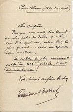 BOTREL (Théodore). Lettre autographe signée, réponse à l'Enquête de l'Ermitage,
