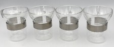 4 TASSES MUGS à Café / Thé En Verre Double Paroi Contour Anneau Métal Type Bodum