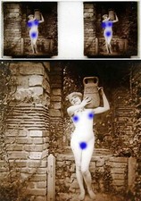 PHOTO STEREO EROTIQUE sur verre NU FEMININ 1880 - 1900  risque nude  / 512