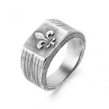 Bague chevaliere motif fleur de lys argent massif 925°°°