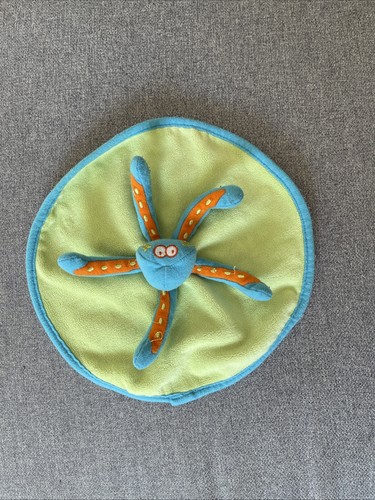 Doudou plat rond pieuvre bleu