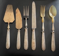 LOT 6 COUVERTS SERVICE LAITON PELLE TARTE GATEAU METAL ARGENTE DECOUPER SALADE