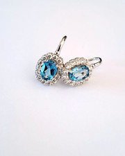 Boucles d'oreille topaze argent 925 / or blanc dormeuses