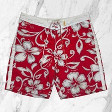 SUNDEK Short De Bain Homme Rouge Fleurs Florales Avec Poche Taille 32 / 46 ITA