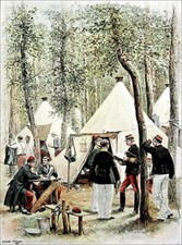 INFANTERIE de LIGNE: BUREAU du SERGENT- Planche 19e Grd Format couleur (Detaille