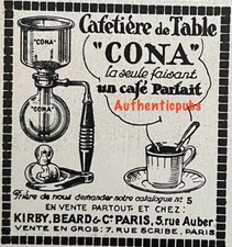 PUBLICITE CONA CAFETIERE DE TABLE CAFE PARFAIT DE 1928 FRENCH AD PUB RARE