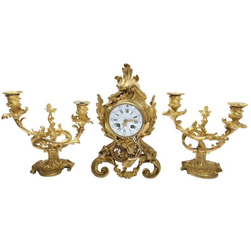 Pendule garniture rocaille - rocaille, en