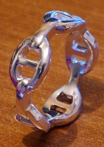 Bague chaine ancre argent - ,