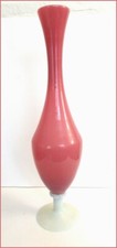 GRAND VASE OPALINE  ROSE  ARTISANAT ITALIEN  ANNEES 60/70 PIED DOUCHE OPALESCENT