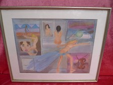 Beau, Ancien Tableau (Aquarelle) __ERITOK__ACTE__Signé__Pop Art
