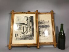 Paire de cadres à suspendre en bambou Vintage