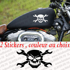 lot 2 sticker autocollant skull tete de mort clé punisher moto réservoir harley 