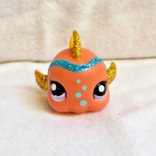 LITTLEST PETSHOP LPS #2352 HASBRO FISH POISSON CLOWN ROSE PAILLETTÉ YEUX MAUVE