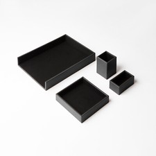 Set de Bureau Cuir Noir -
