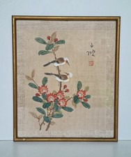 Tableau sur Soie oiseaux