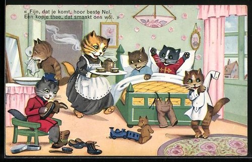 Carte postale enfants chats