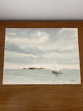 AQUARELLE FRANÇOIS DUBOIS BORD DE MER VERS LE LARGE N°11 De 1982