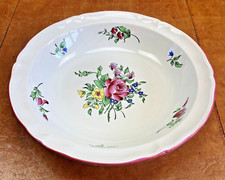 ANCIEN PLAT ROND CREUX 26,5 CM SALADIER FAIENCE LUNEVILLE RÉVERBÈRE TULIPE ROSE