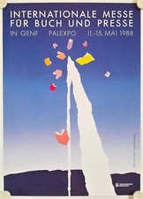 Affiche PALEXPO Foire Livre Presse 1988 illustr. COCCHI - 42x60 cm