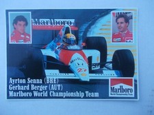 FORMULE 1 AYRTON SENNA GERHARD BERGER Marlboro World 1990 autocollant Mc Laren