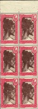 Madagascar 1944 n°289 Chef sakalave 1f50 Bloc vertical de 6 (**)