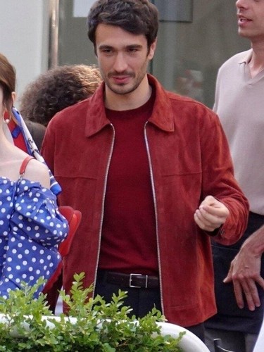 Veste cuir rouge pour - veste, en