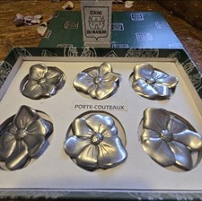 Magnifique Lot De 6 Portes Couteaux Etains Du manoir 1960 Boite D'origine..