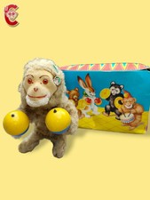 Singe jouet ancien automate vintage mécanique tôle carton CARL germany + boîte