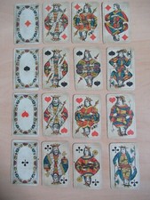 ANCIEN JEU DE 16 CARTES à JOUER ANTIQUE PLAYING CARDS 88 x 56 mm environ