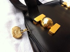 AUTHENTIQUE SAC À MAIN EN CUIR NOIR signé CÉLINE PARIS  - VINTAGE  