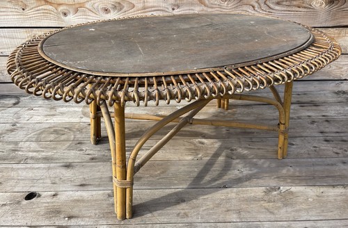 Table basse rotin vintage - basse,