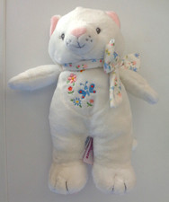 SOR/ DOUDOU PELUCHE CHAT BLANC ROSE NOEUD FLEUR PAPILLON POMMETTE 25 CM KOM 9