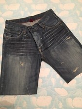 Celio jean Bermuda 40 Bleu jean  aspect usé rapiècé sans ourlet 