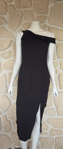 Robe longue fendue noire - fendue,
