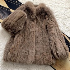 Manteau en fourrure véritable renard marron clair teint veste volumineuse...