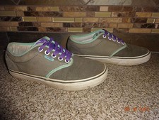 Womens Vans "Atwood" Grey/Purple/Aqua Sz 7 EUR 37 Canvas Athletic Lace-up Shoes