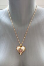 Magnifique pendentif coeur ancien vintage en porcelaine de Limoges