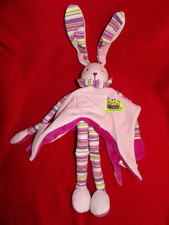 Doudou et Compagnie Lapin Tatoo Rose Vert Rayure