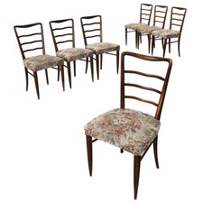 Chaises Vintage Frêne Tissu Italie Années 50-60 A Restaurer Originales
