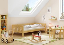 Lit simple, lit d'enfant, pin massif 90x200 accessoires sélectionnables 