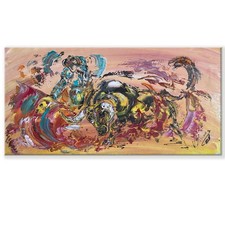 Tableau Corrida Tauromachie Taureau Peinture Sur Toile Neuf Œuvre Originale 3060