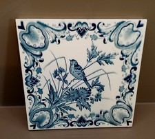 Grand Carreau en faïence de Longwy décor Oiseau. Ideal Pour Dessous DE Plat 21cm