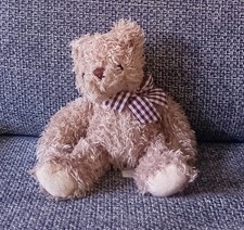 D3  - PELUCHE DOUDOU OURS MARRON FOULARD CARREAUX VICHY ENESCO 
