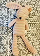 Doudou lapin grelot laine rose